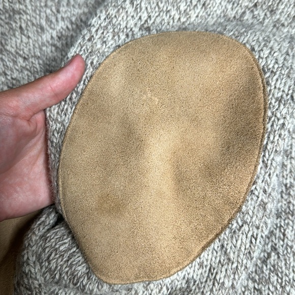 Vintage Winona Knits Oatmeal Patch Elbow Wool Cardigan Sweater Large - Picture 8 of 9